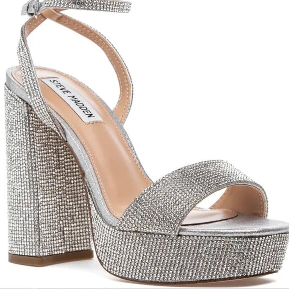 Steve Madden Lessa Rhinestone Platform Bling Block Heels size 13M - Picture 1 of 5